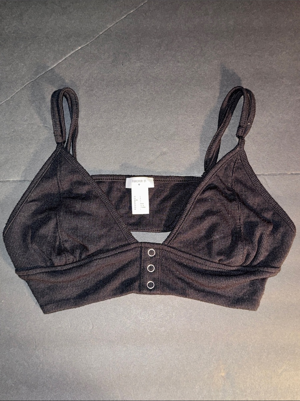 Forever 21 Black Ribbed Snap-Front Bralette